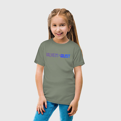 Детская футболка Valheim круче Rust / Авокадо – фото 4