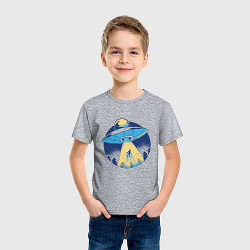 Детская футболка Похищение пришельцами в лесу / Меланж – фото 3