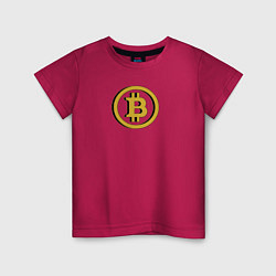 Футболка хлопковая детская Bitcoin, цвет: маджента