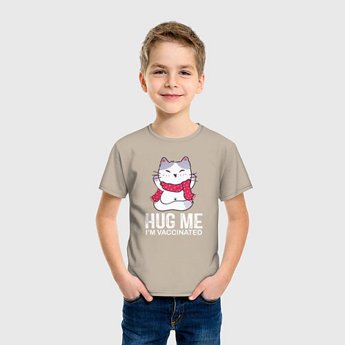 Детская футболка Hug Me Im Vaccinated / Миндальный – фото 3