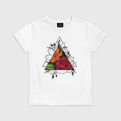 Футболка хлопковая детская Flower tattoo, цвет: белый