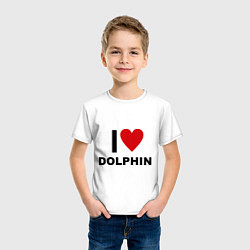 Футболка хлопковая детская I love Dolphin, цвет: белый — фото 2