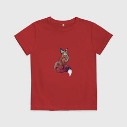 Футболка хлопковая детская Геометрическая лиса, цвет: красный
