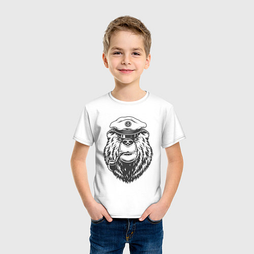 Детская футболка Русский медведь - моряк / Белый – фото 3