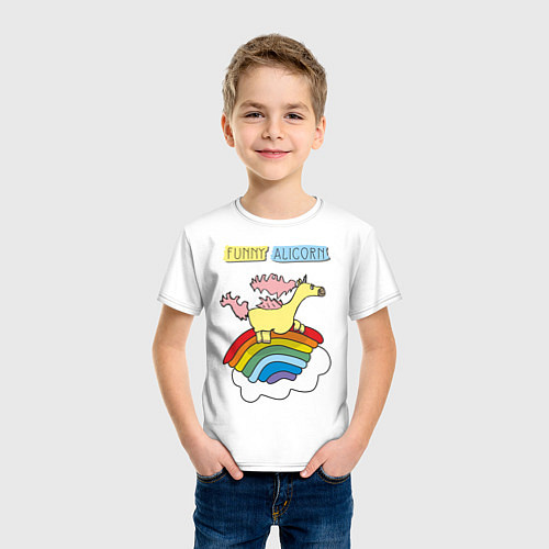 Детская футболка Забавный аликорн / Белый – фото 3