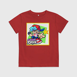 Футболка хлопковая детская Friday Night Funkin Boyfriend, цвет: красный