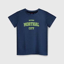Футболка хлопковая детская SKYRIM - MORTHAL CITY, цвет: тёмно-синий