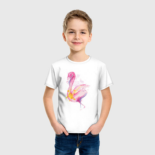 Детская футболка Фламинго рисунок акварелью / Белый – фото 3