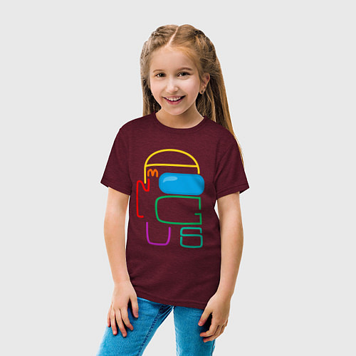 Детская футболка AMONG US COLOR TYPE / Меланж-бордовый – фото 4