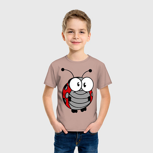 Детская футболка Удивленная божья коровка / Пыльно-розовый – фото 3