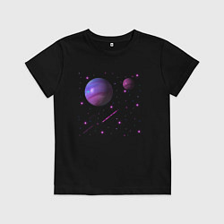 Футболка хлопковая детская Космос Планеты, цвет: черный