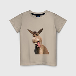 Футболка хлопковая детская Шрек: Осел, цвет: миндальный