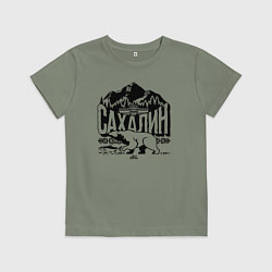 Футболка хлопковая детская Остров Сахалин, цвет: авокадо
