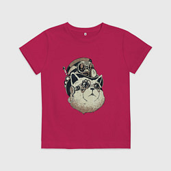Футболка хлопковая детская Steampunk кот, цвет: маджента