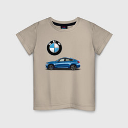 Футболка хлопковая детская BMW X6, цвет: миндальный