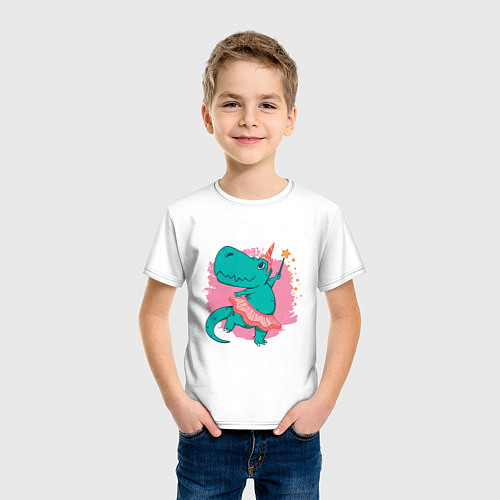 Детская футболка Динозавр Балерина Прикол / Белый – фото 3