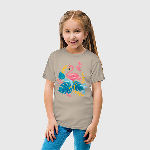 Детская футболка Фламинго / Миндальный – фото 4