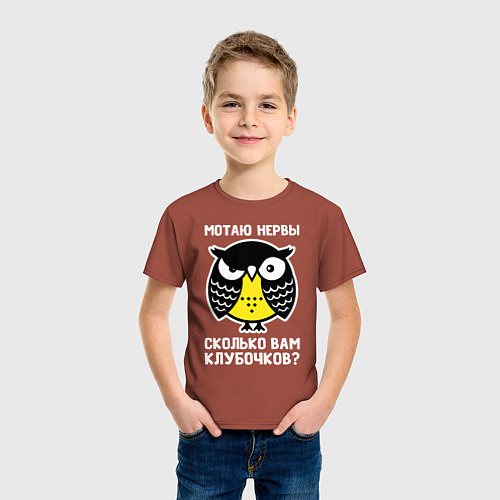 Детская футболка Сова Мотаю нервы / Кирпичный – фото 3