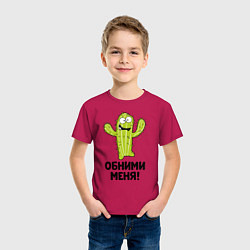 Футболка хлопковая детская Кактус обнимашки, цвет: маджента — фото 2