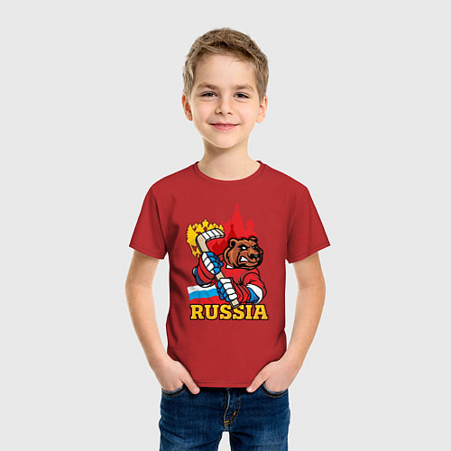 Детская футболка Хоккей Россия / Красный – фото 3