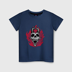 Футболка хлопковая детская Skull devil, цвет: тёмно-синий