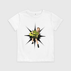 Футболка хлопковая детская Девушка с гитарой, цвет: белый