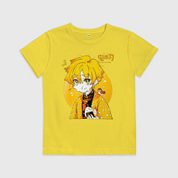 Футболка хлопковая детская Зеницу Агацума Kimetsu no Yaiba, цвет: желтый