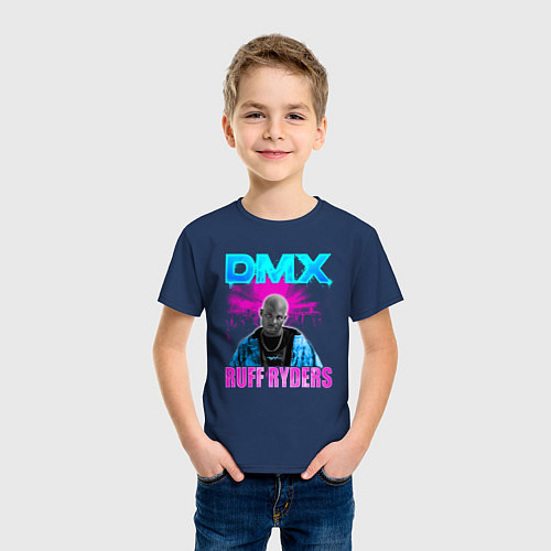 Детская футболка DMX NEON ЛЕГЕНДА РЭПА / Тёмно-синий – фото 3
