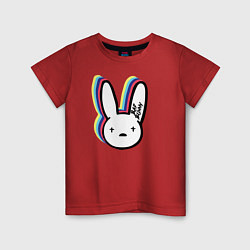 Футболка хлопковая детская Bad Bunny logo, цвет: красный