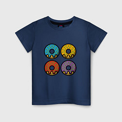 Футболка хлопковая детская Черепашки - пончики, цвет: тёмно-синий