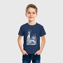 Футболка хлопковая детская Statue Of Liberty, цвет: тёмно-синий — фото 2