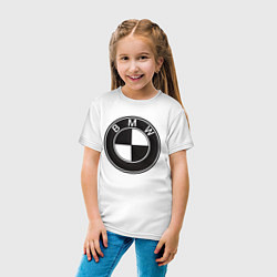 Футболка хлопковая детская BMW LOGO CARBON, цвет: белый — фото 2