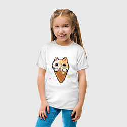 Футболка хлопковая детская Ice Cream Cat, цвет: белый — фото 2