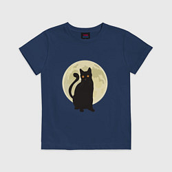 Футболка хлопковая детская Moon Cat, цвет: тёмно-синий