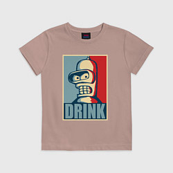 Футболка хлопковая детская Bender, цвет: пыльно-розовый