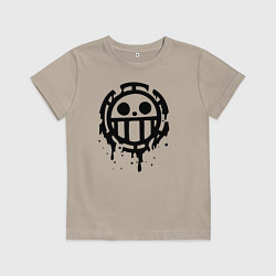 Футболка хлопковая детская One Piece знак черной краской, цвет: миндальный