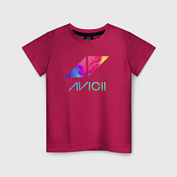 Футболка хлопковая детская AVICII RAIBOW, цвет: маджента