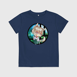 Футболка хлопковая детская Томоэ Лис, цвет: тёмно-синий