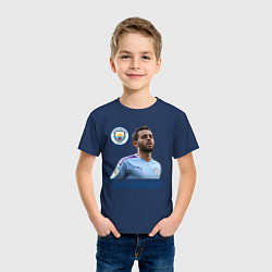 Футболка хлопковая детская Silva Bernardo Манчестер Сити, цвет: тёмно-синий — фото 2