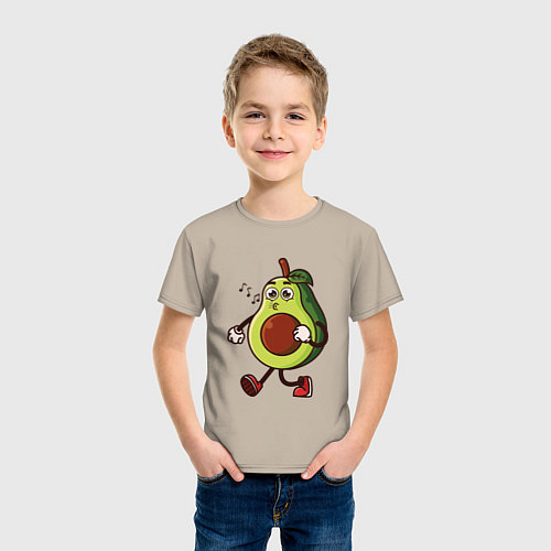 Детская футболка Авокадо поет / Миндальный – фото 3