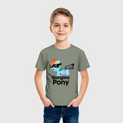 Футболка хлопковая детская Gangsta pony, цвет: авокадо — фото 2