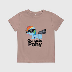 Футболка хлопковая детская Gangsta pony, цвет: пыльно-розовый