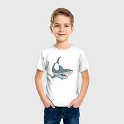 Футболка хлопковая детская Агрессивная акула, цвет: белый — фото 2