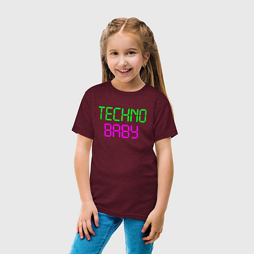 Детская футболка Techno baby / Меланж-бордовый – фото 4