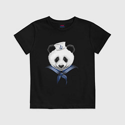 Футболка хлопковая детская Captain Panda, цвет: черный