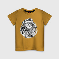 Футболка хлопковая детская Хомяк космонавт, цвет: горчичный