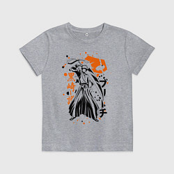 Футболка хлопковая детская Ичиго Куросаки, Bleach, цвет: меланж