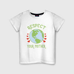 Футболка хлопковая детская Respect Earth, цвет: белый