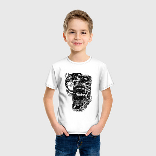 Детская футболка Пират череп / Белый – фото 3