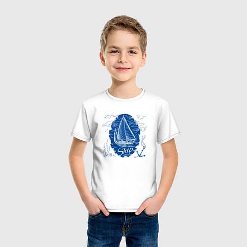 Детская футболка Корабль Ship / Белый – фото 3